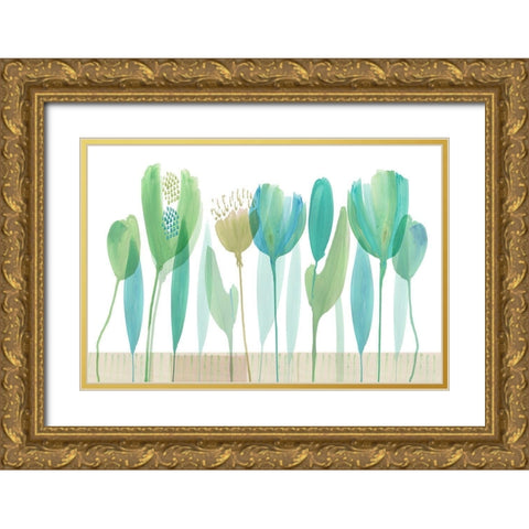 Serene Greens II Gold Ornate Wood Framed Art Print with Double Matting by Kouta, Flora