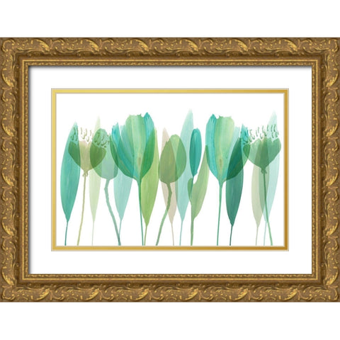Serene Greens IV Gold Ornate Wood Framed Art Print with Double Matting by Kouta, Flora