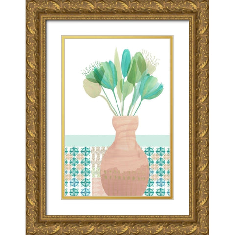 Marguerites Terrace II Gold Ornate Wood Framed Art Print with Double Matting by Kouta, Flora