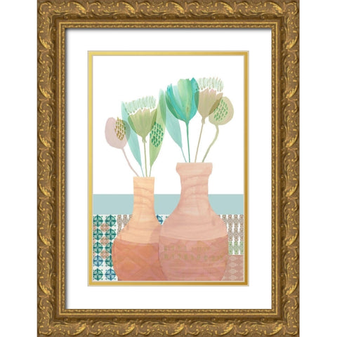 Marguerites Terrace III Gold Ornate Wood Framed Art Print with Double Matting by Kouta, Flora