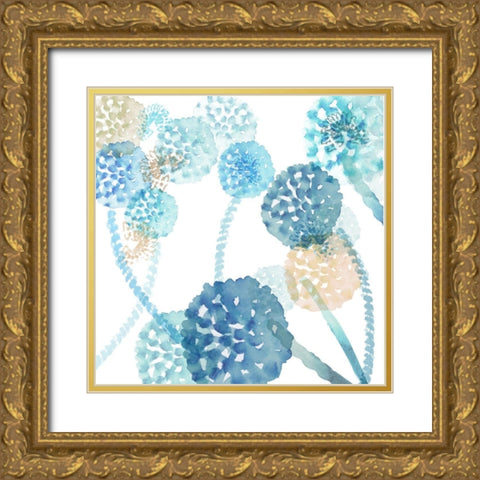 Blue Harmony IV Gold Ornate Wood Framed Art Print with Double Matting by Kouta, Flora