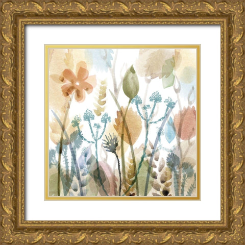 September Meadow Gold Ornate Wood Framed Art Print with Double Matting by Kouta, Flora