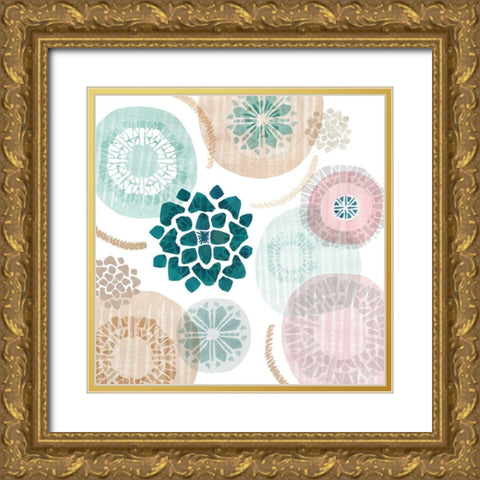 Mint Discs II Gold Ornate Wood Framed Art Print with Double Matting by Kouta, Flora