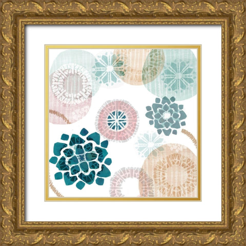 Mint Discs III Gold Ornate Wood Framed Art Print with Double Matting by Kouta, Flora