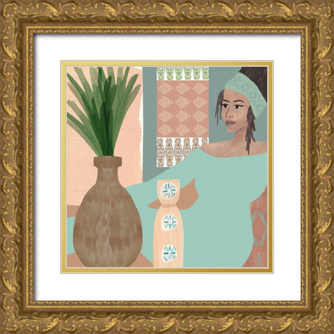 Quiet Time I Gold Ornate Wood Framed Art Print with Double Matting by Kouta, Flora