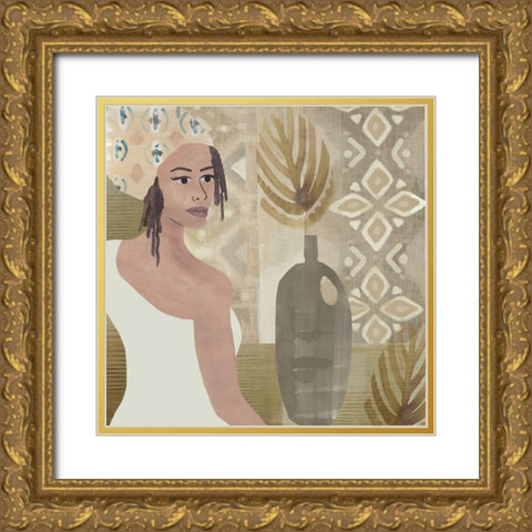 Okavango Gold Ornate Wood Framed Art Print with Double Matting by Kouta, Flora