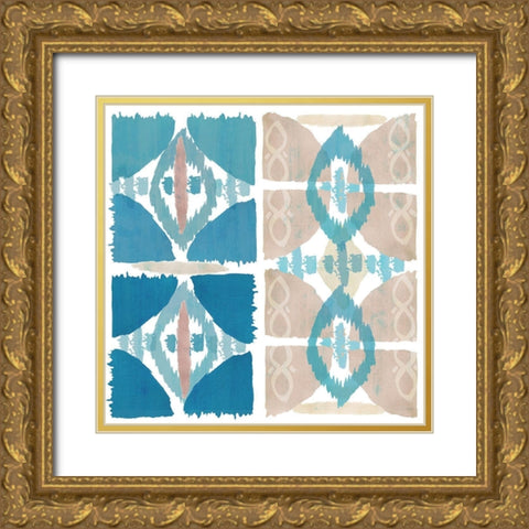 Denim Ikat II Gold Ornate Wood Framed Art Print with Double Matting by Kouta, Flora