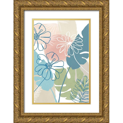 Flower Power III Gold Ornate Wood Framed Art Print with Double Matting by Kouta, Flora