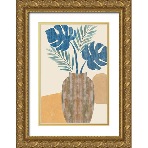 Indigo Yellow Still Life I Gold Ornate Wood Framed Art Print with Double Matting by Kouta, Flora