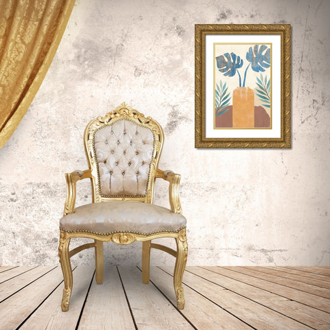 Indigo Yellow Still Life II Gold Ornate Wood Framed Art Print with Double Matting by Kouta, Flora