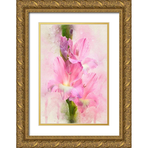 Flowering Trifecta Gold Ornate Wood Framed Art Print with Double Matting by Robertson, Leda