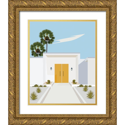 california Gold Ornate Wood Framed Art Print with Double Matting by ARCTIC FRAME