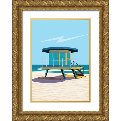 dipsouth beach Gold Ornate Wood Framed Art Print with Double Matting by ARCTIC FRAME