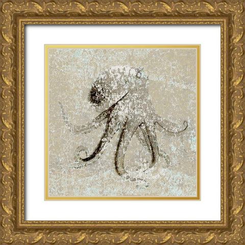 Aqua Marine XIII Gold Ornate Wood Framed Art Print with Double Matting by Aryai, Sia