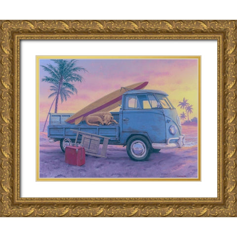 The Beach Boys Gold Ornate Wood Framed Art Print with Double Matting by Courtney, Richard