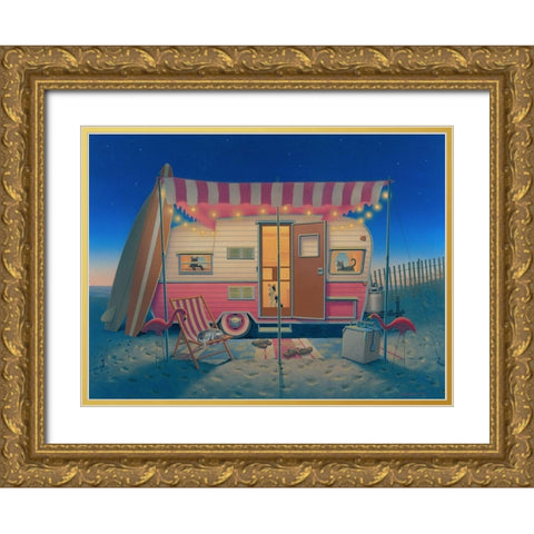 Happy Campers Gold Ornate Wood Framed Art Print with Double Matting by Courtney, Richard