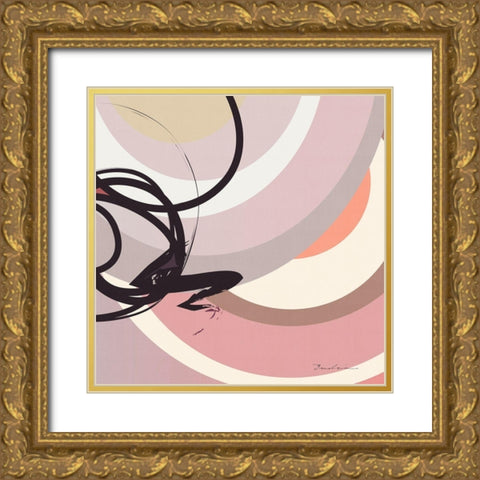 Rose Strands Trail II Gold Ornate Wood Framed Art Print with Double Matting by Evalia Designs