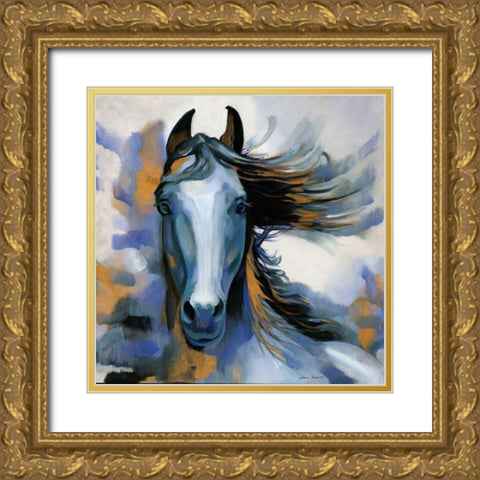 Wild Blues I Gold Ornate Wood Framed Art Print with Double Matting by Montillo, Louise