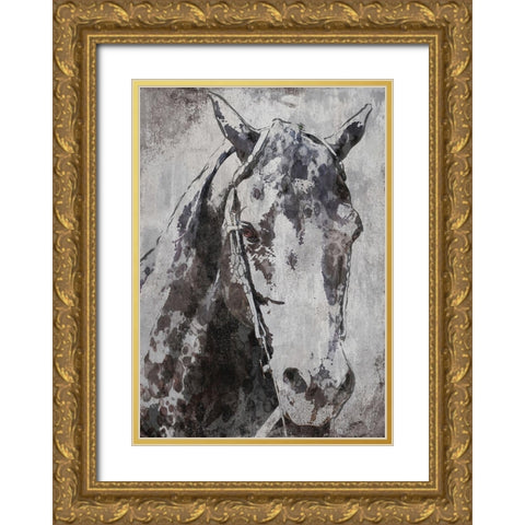Morgan Horse- Black Beauty Gold Ornate Wood Framed Art Print with Double Matting by Orlov, Irena