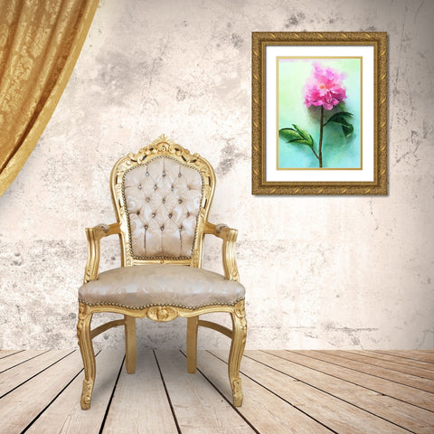 Pink Watercolor Peony I Gold Ornate Wood Framed Art Print with Double Matting by Orlov, Irena