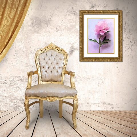 Pink Watercolor Peony III Gold Ornate Wood Framed Art Print with Double Matting by Orlov, Irena