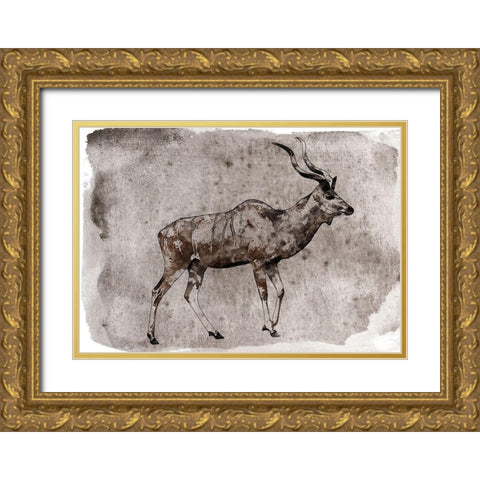 Kudu Gold Ornate Wood Framed Art Print with Double Matting by Orlov, Irena