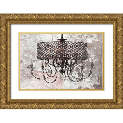 Rustic Brown Chandelier I Gold Ornate Wood Framed Art Print with Double Matting by Orlov, Irena