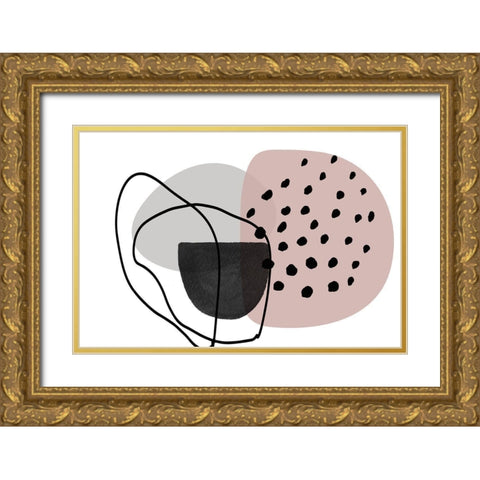 Pink Lines Minimalism Gold Ornate Wood Framed Art Print with Double Matting by Orlov, Irena