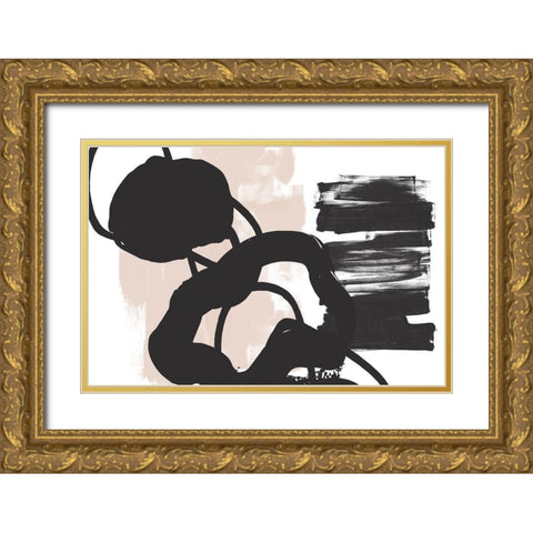 Minimalist Pink Black Palette I Gold Ornate Wood Framed Art Print with Double Matting by Orlov, Irena