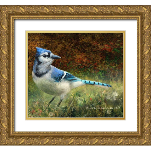 Bluejay Yard Gold Ornate Wood Framed Art Print with Double Matting by Vest, Christopher