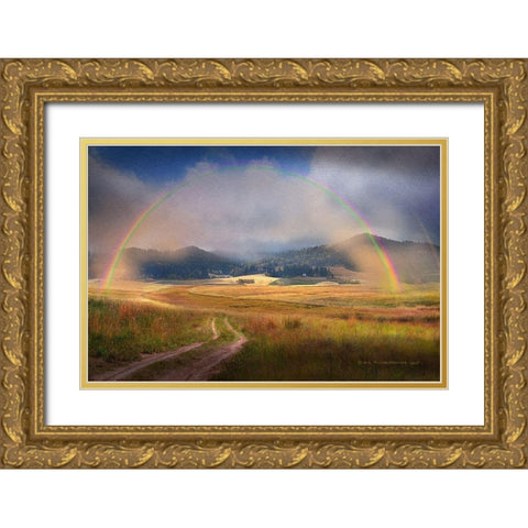 Rainbow Pano Idaho Gold Ornate Wood Framed Art Print with Double Matting by Vest, Christopher