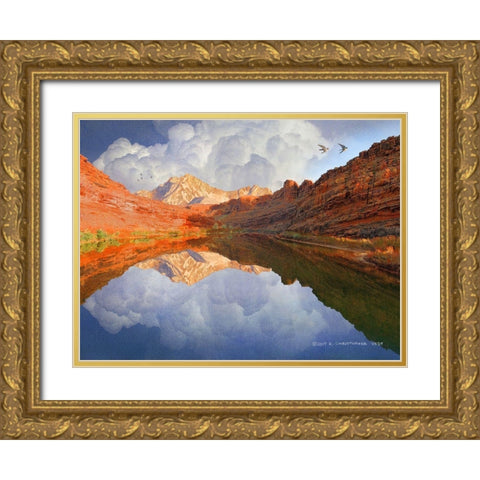 Colorado River Gold Ornate Wood Framed Art Print with Double Matting by Vest, Christopher