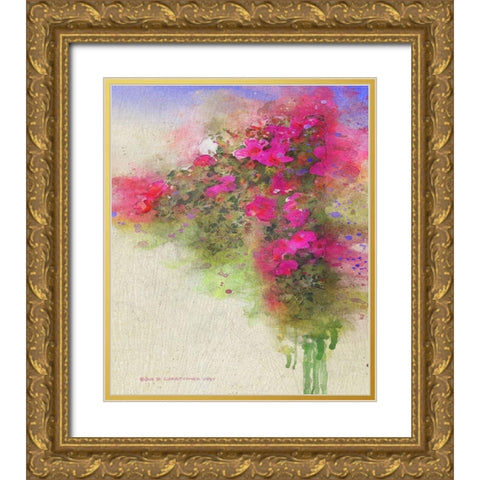 Cascade of Roses Gold Ornate Wood Framed Art Print with Double Matting by Vest, Christopher