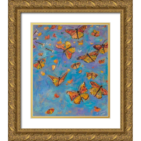 Monarch Migration Gold Ornate Wood Framed Art Print with Double Matting by St Hilaire, Elizabeth