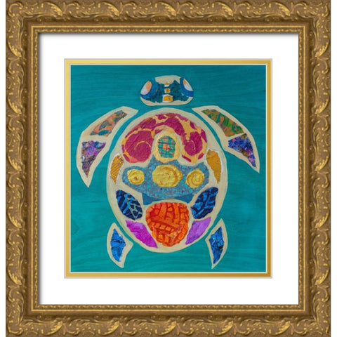 Sea Turtle II Gold Ornate Wood Framed Art Print with Double Matting by St Hilaire, Elizabeth