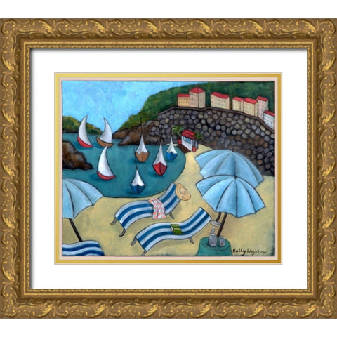 Under the Umbrellas Gold Ornate Wood Framed Art Print with Double Matting by Wojahn, Holly