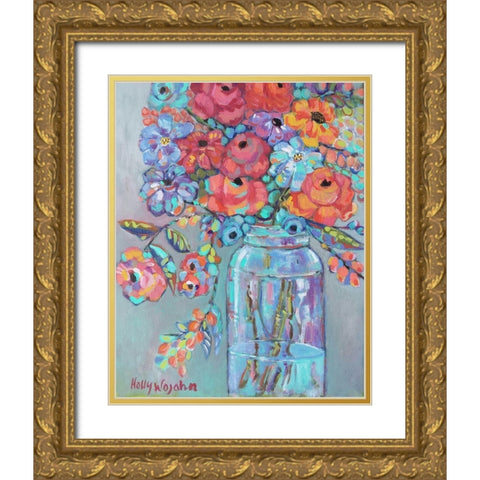 More Flowers in a Jar Gold Ornate Wood Framed Art Print with Double Matting by Wojahn, Holly