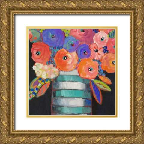 Orange-Purple-and Stripes Gold Ornate Wood Framed Art Print with Double Matting by Wojahn, Holly