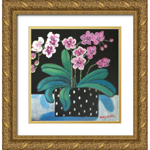 Orchid for Terri Gold Ornate Wood Framed Art Print with Double Matting by Wojahn, Holly
