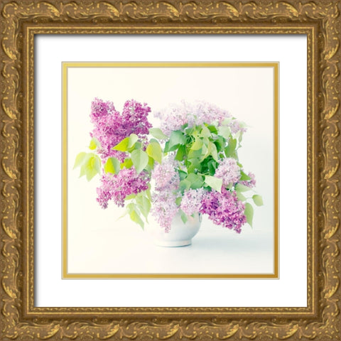 Lilac Bouquet Gold Ornate Wood Framed Art Print with Double Matting by Stalus, Judy