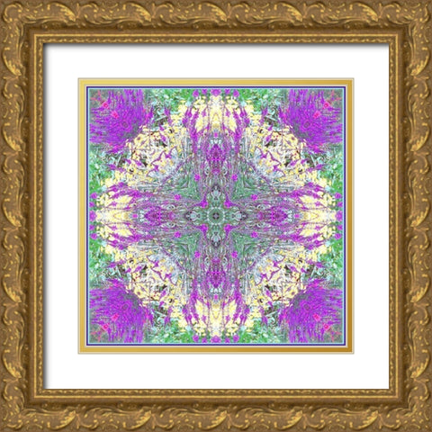 Mandala Larkspur Gold Ornate Wood Framed Art Print with Double Matting by Stalus, Judy