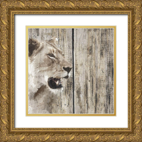 Wildheads Lioness Gold Ornate Wood Framed Art Print with Double Matting by Smith, Karen