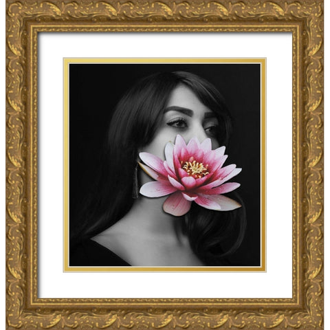Flower Face III Gold Ornate Wood Framed Art Print with Double Matting by Smith, Karen