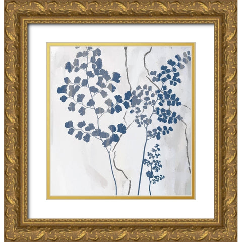 Blue Moves II Gold Ornate Wood Framed Art Print with Double Matting by Smith, Karen