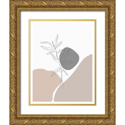 Abstract minimal Plants Gold Ornate Wood Framed Art Print with Double Matting by Balbuena, Sabrina