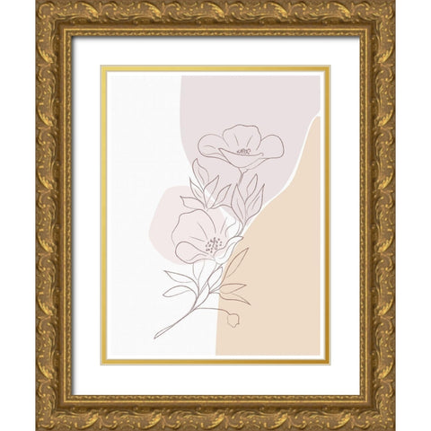 Abstract Minimal Magnolia Gold Ornate Wood Framed Art Print with Double Matting by Balbuena, Sabrina