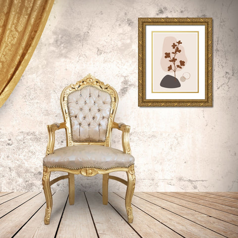 Abstract Minimal Flourish Tree Gold Ornate Wood Framed Art Print with Double Matting by Balbuena, Sabrina