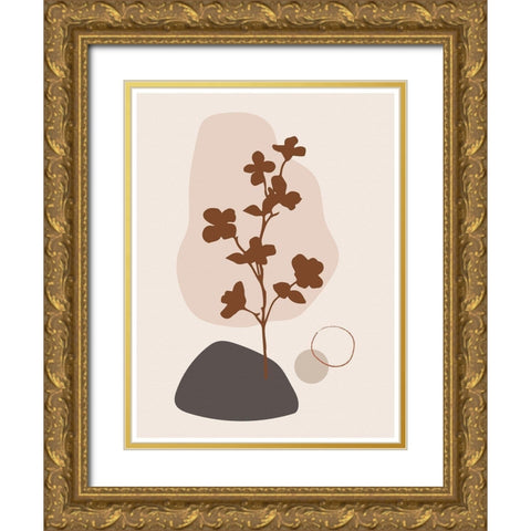 Abstract Minimal Flourish Tree Gold Ornate Wood Framed Art Print with Double Matting by Balbuena, Sabrina