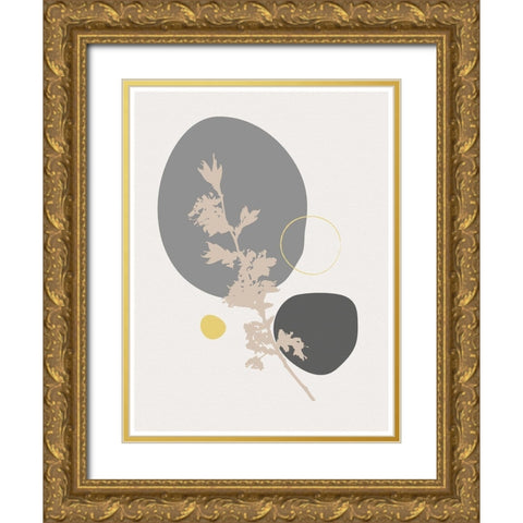 Abstract Minimal Flourish Branch Gold Ornate Wood Framed Art Print with Double Matting by Balbuena, Sabrina