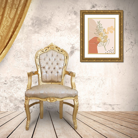 Coffee Branch Abstract Shapes Gold Ornate Wood Framed Art Print with Double Matting by Balbuena, Sabrina
